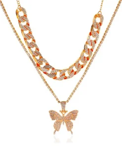 Butterfly Pendant Layered Necklaces