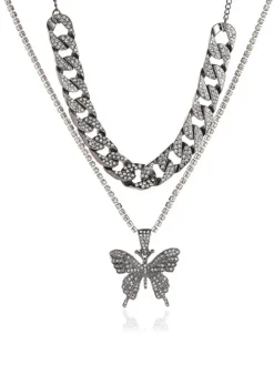 Butterfly Pendant Layered Necklaces