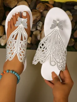 Butterfly Rhinestone Beach Flip Flops