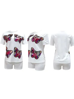 Butterfly Sequin Shorts Set