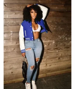 Button Down Striped Baseball Jacket