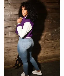 Button Down Striped Baseball Jacket