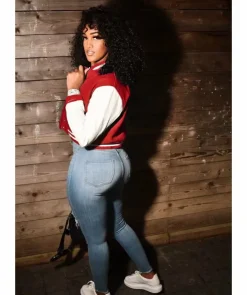 Button Down Striped Baseball Jacket