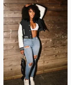 Button Down Striped Baseball Jacket