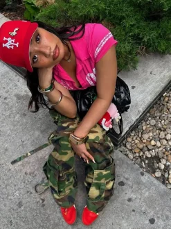 Camouflage Cargo Straight Leg Pants