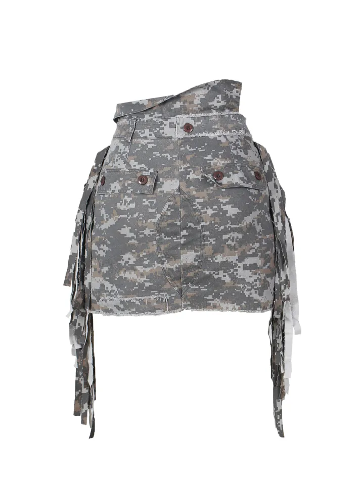 Camouflage Fringe Mini Skirt