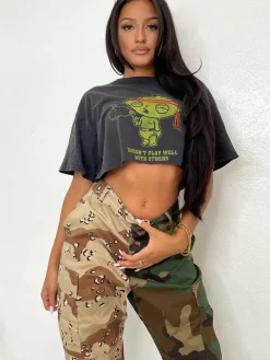 Camouflage Print Patchwork Long Pants