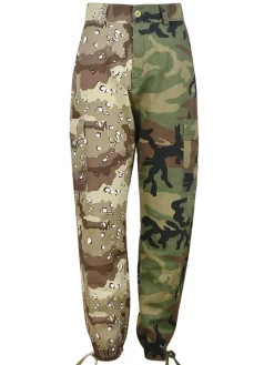 Camouflage Print Patchwork Long Pants