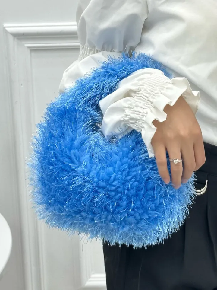 Candy Color Fluffy Fringe Mini Handbag