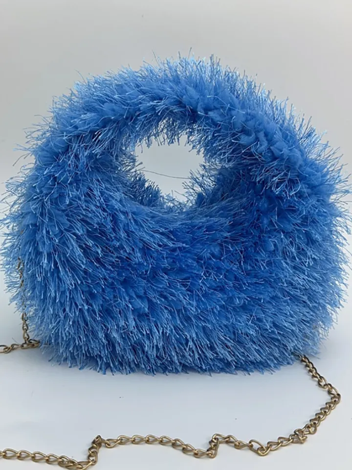 Candy Color Fluffy Fringe Mini Handbag