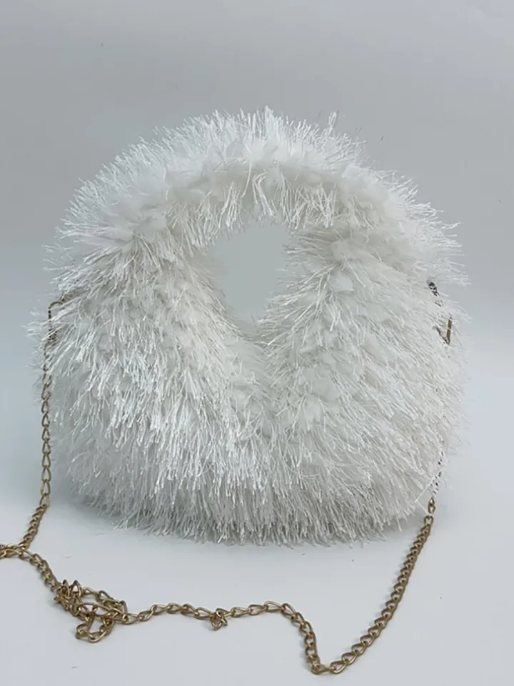 Candy Color Fluffy Fringe Mini Handbag