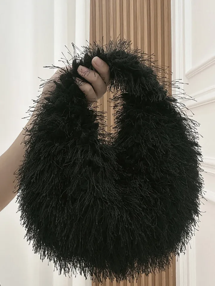 Candy Color Fluffy Fringe Mini Handbag