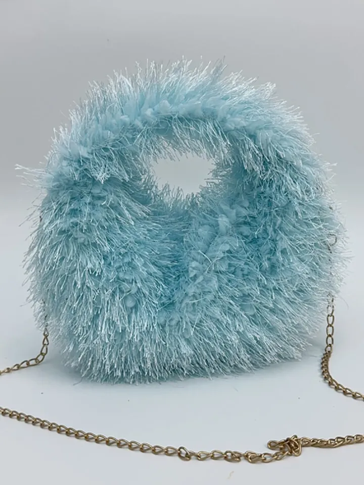 Candy Color Fluffy Fringe Mini Handbag