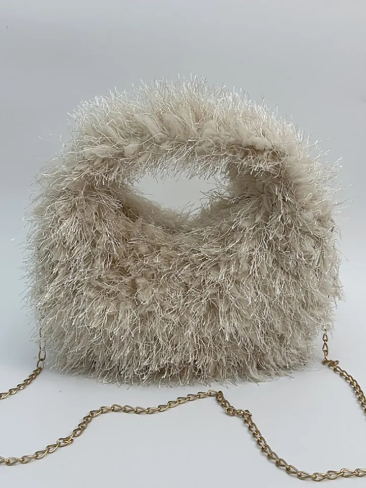 Candy Color Fluffy Fringe Mini Handbag