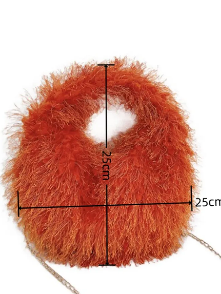 Candy Color Fluffy Fringe Mini Handbag