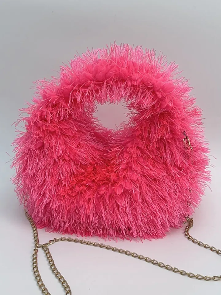 Candy Color Fluffy Fringe Mini Handbag