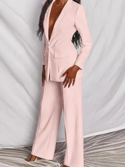 Casual Blazer Long Pants Two Piece Outfits