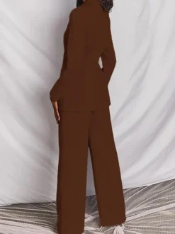 Casual Blazer Long Pants Two Piece Outfits