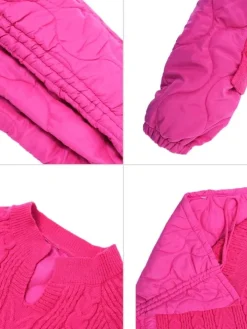 Casual Loose Fit Knit Drawstring Down Jacket Pullover