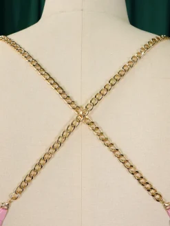 Chain Halter Backless Pleated Jumpsuit