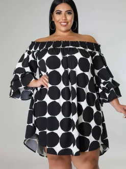 Chiffon Flare Sleeve Printed Mini Dress