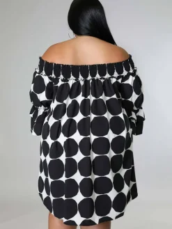 Chiffon Flare Sleeve Printed Mini Dress