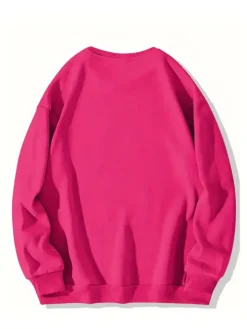 Christmas Santa Print Solid Color Sweatshirt