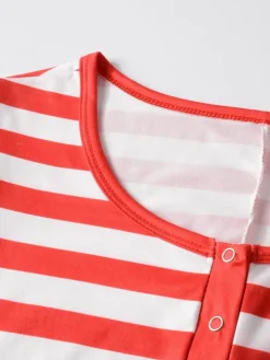 Christmas Striped Print Long Sleeve Jumpsuit