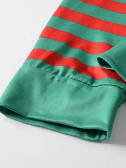 Christmas Striped Print Long Sleeve Jumpsuit