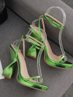 Chunky Open Toe Strappy Platform Heel