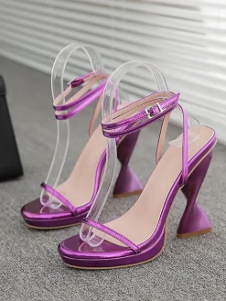 Chunky Open Toe Strappy Platform Heel
