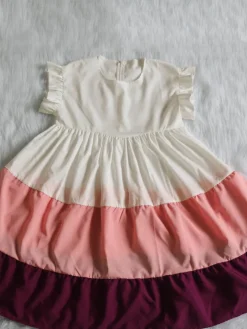 Color Block Ruffle Sleeve Swing Loose Dress