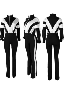 Colorblock Drawstring Waist Tracksuit