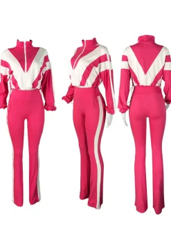 Colorblock Drawstring Waist Tracksuit