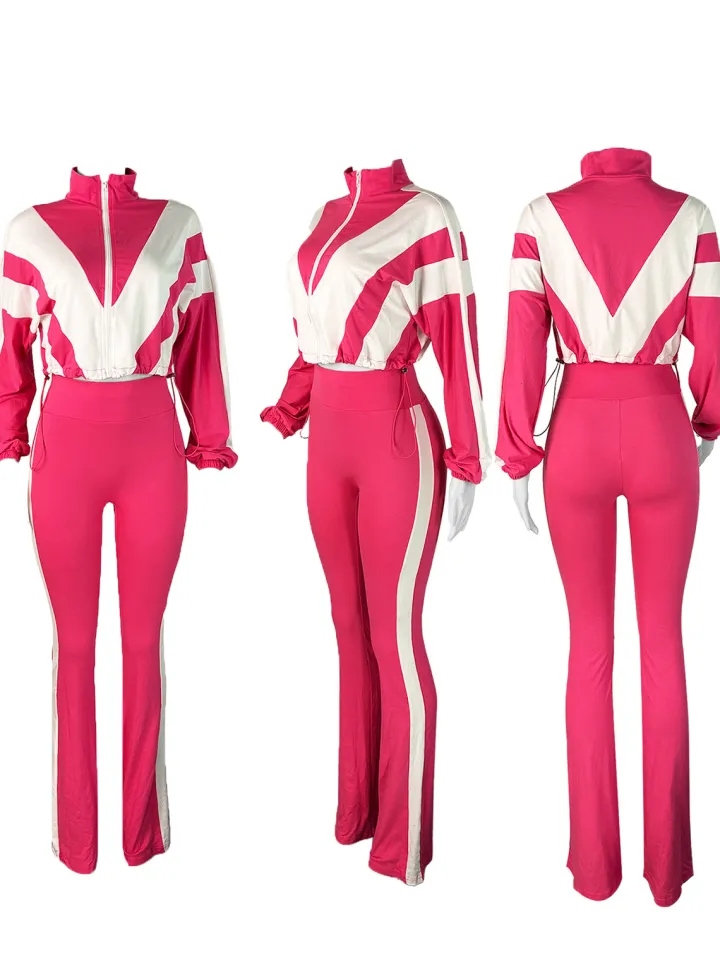 Colorblock Drawstring Waist Tracksuit