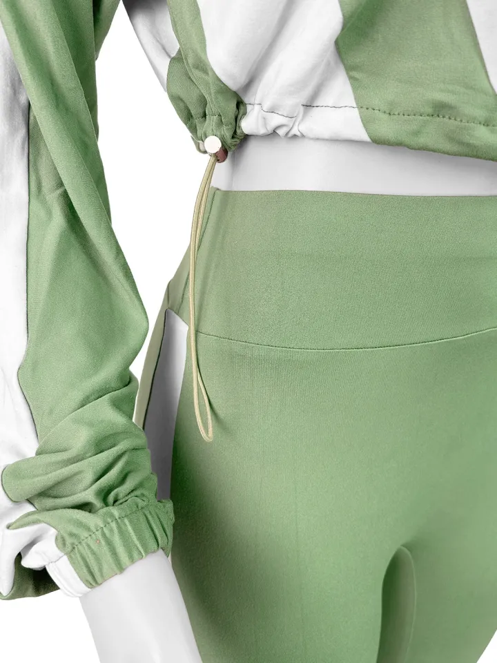 Colorblock Drawstring Waist Tracksuit