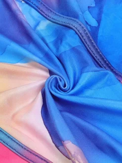 Colorblock Mesh Patchwork Strapless Dress