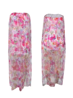 Colorblock Mesh Patchwork Strapless Dress