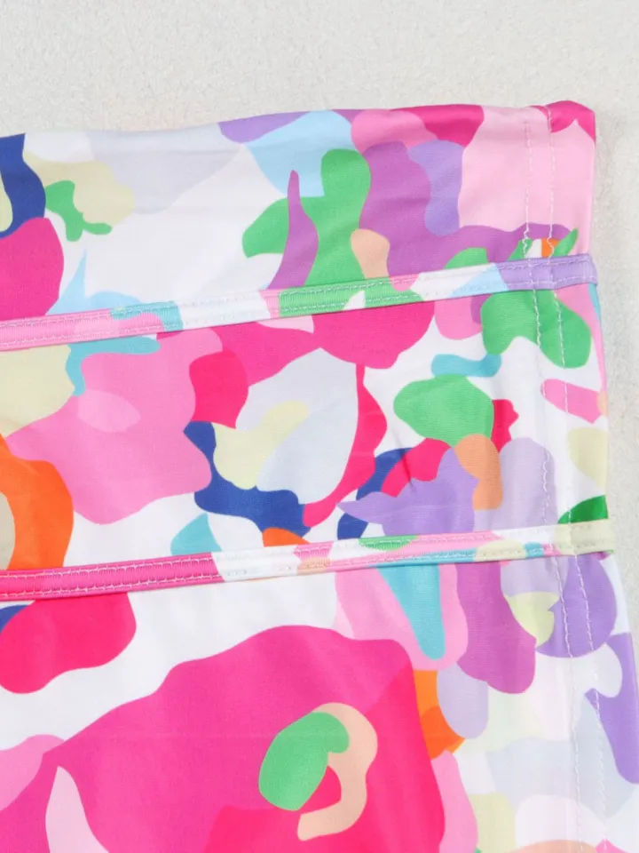 Colorblock Mesh Patchwork Strapless Dress