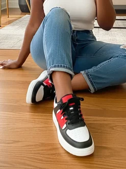 Colorblock Platform Lace-Up Sneakers