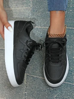 Colorblock Platform Lace-Up Sneakers