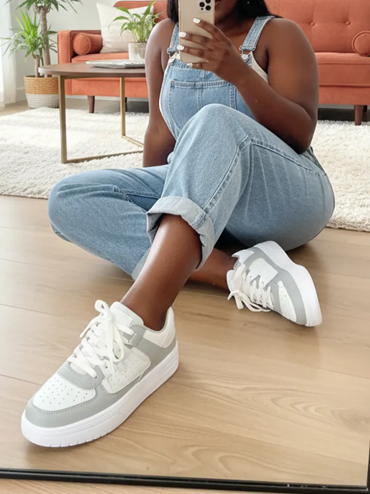 Colorblock Platform Lace-Up Sneakers