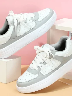 Colorblock Platform Lace-Up Sneakers