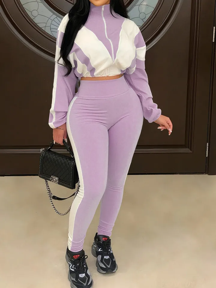 Colorblock Two Piece Pants Set