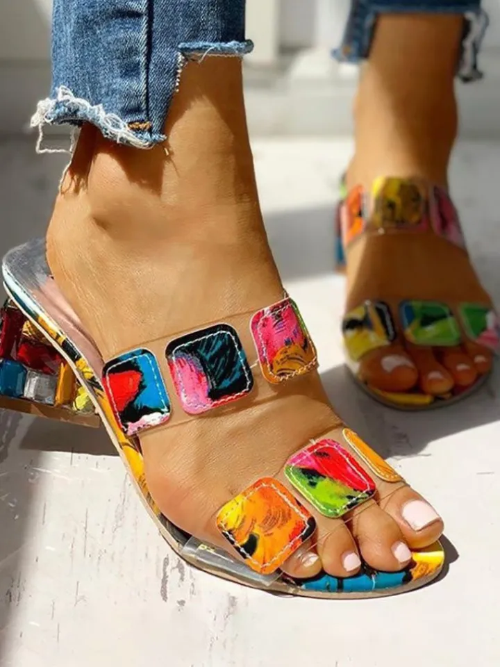 Colorful Applique Chunky Slide