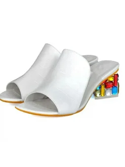 Colorful Crystal Patchwork Chunky Slide