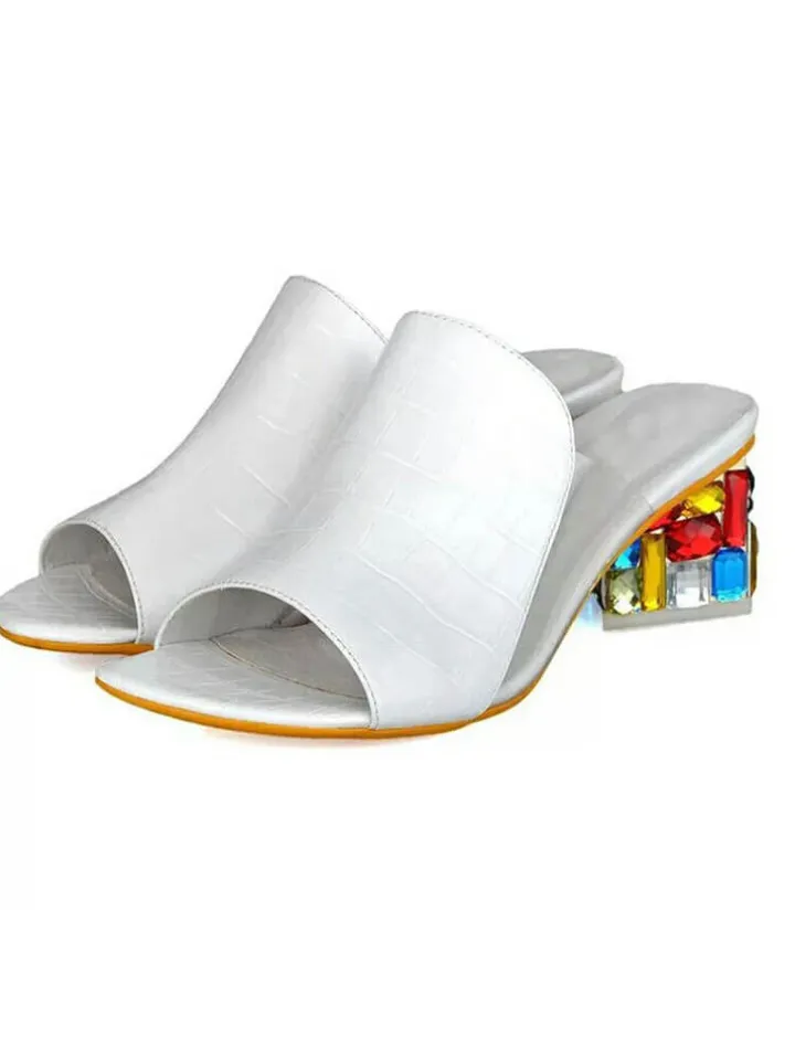 Colorful Crystal Patchwork Chunky Slide