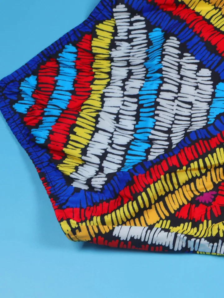 Colorful Print Halter Neck Backless Maxi Dress