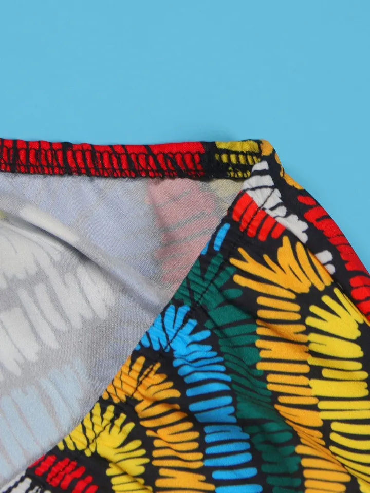 Colorful Print Halter Neck Backless Maxi Dress