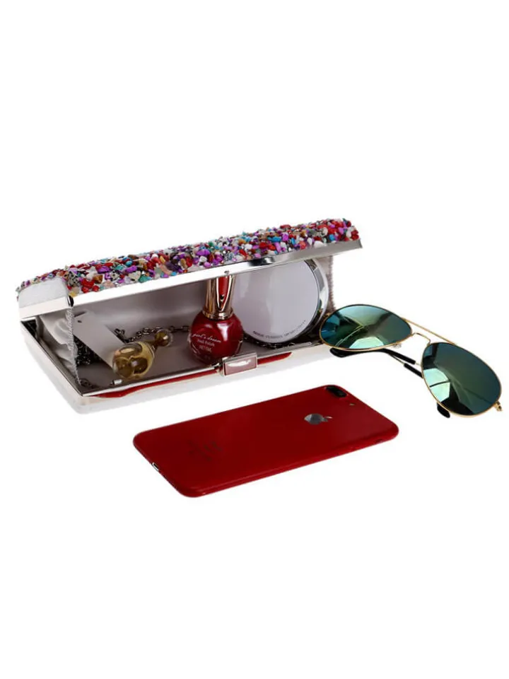 Colorful Stone Chain Cuboid HandBags